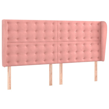 vidaXL Kopfteil mit Ohren Rosa 203x23x118/128 cm Samt