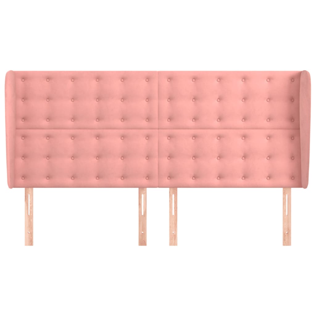 vidaXL Kopfteil mit Ohren Rosa 203x23x118/128 cm Samt