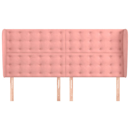 vidaXL Kopfteil mit Ohren Rosa 203x23x118/128 cm Samt