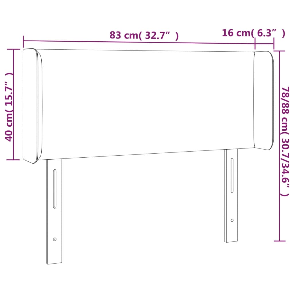vidaXL Kopfteil mit Ohren Dunkelgrau 83x16x78/88 cm Stoff