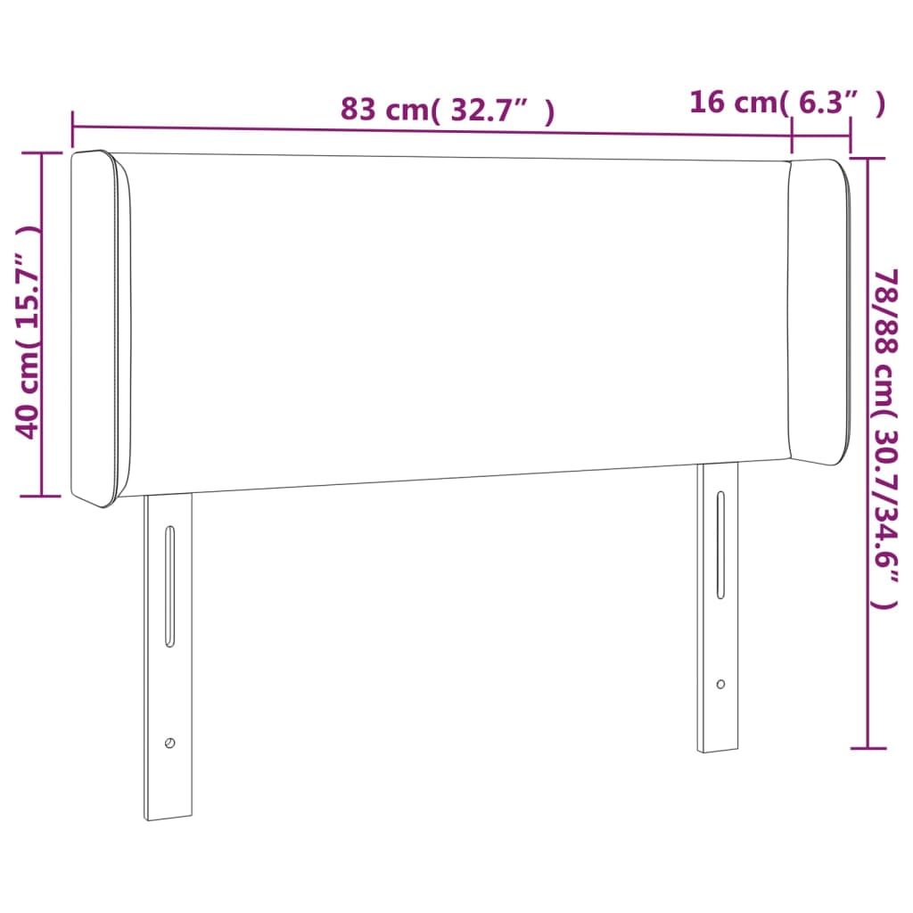 vidaXL Kopfteil mit Ohren Schwarz 83x16x78/88 cm Stoff