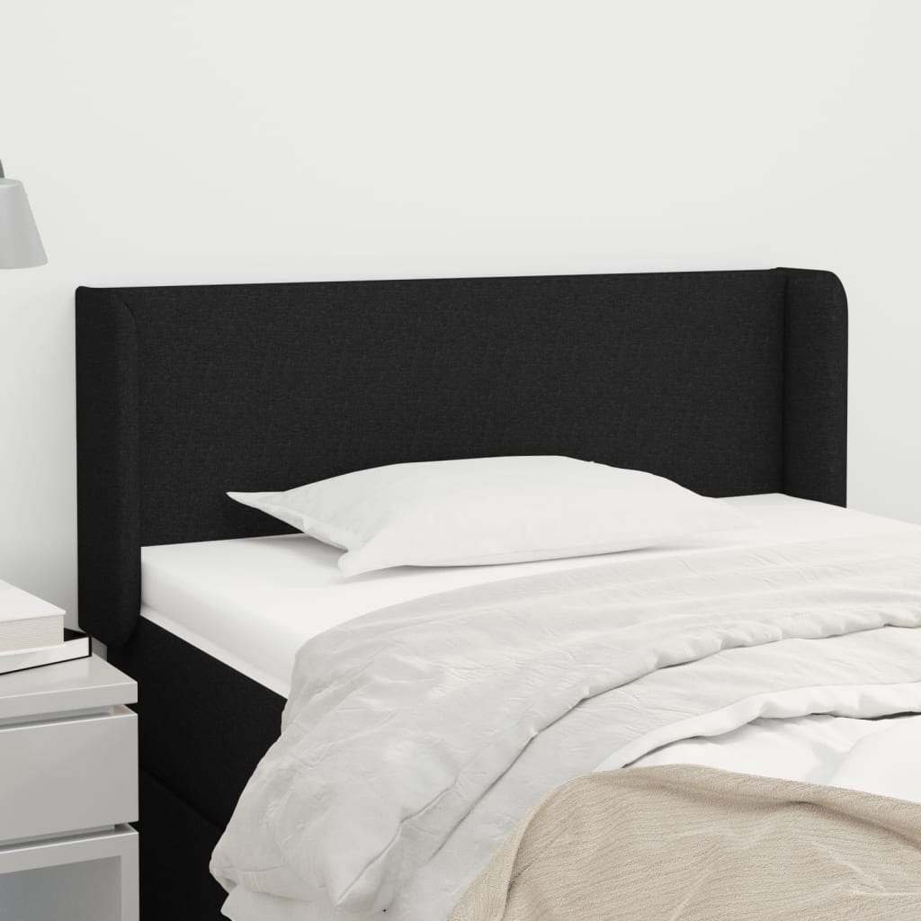 vidaXL Kopfteil mit Ohren Schwarz 83x16x78/88 cm Stoff
