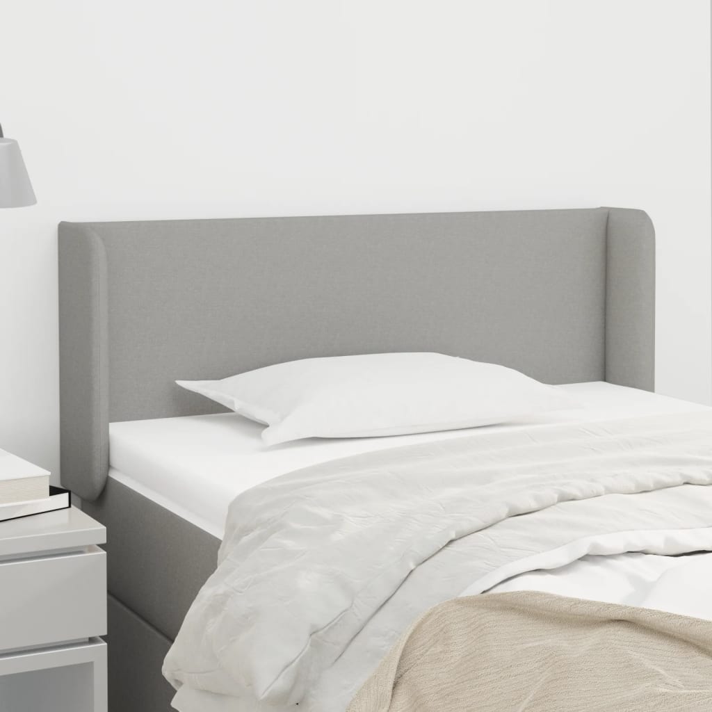 vidaXL Kopfteil mit Ohren Hellgrau 93x16x78/88 cm Stoff