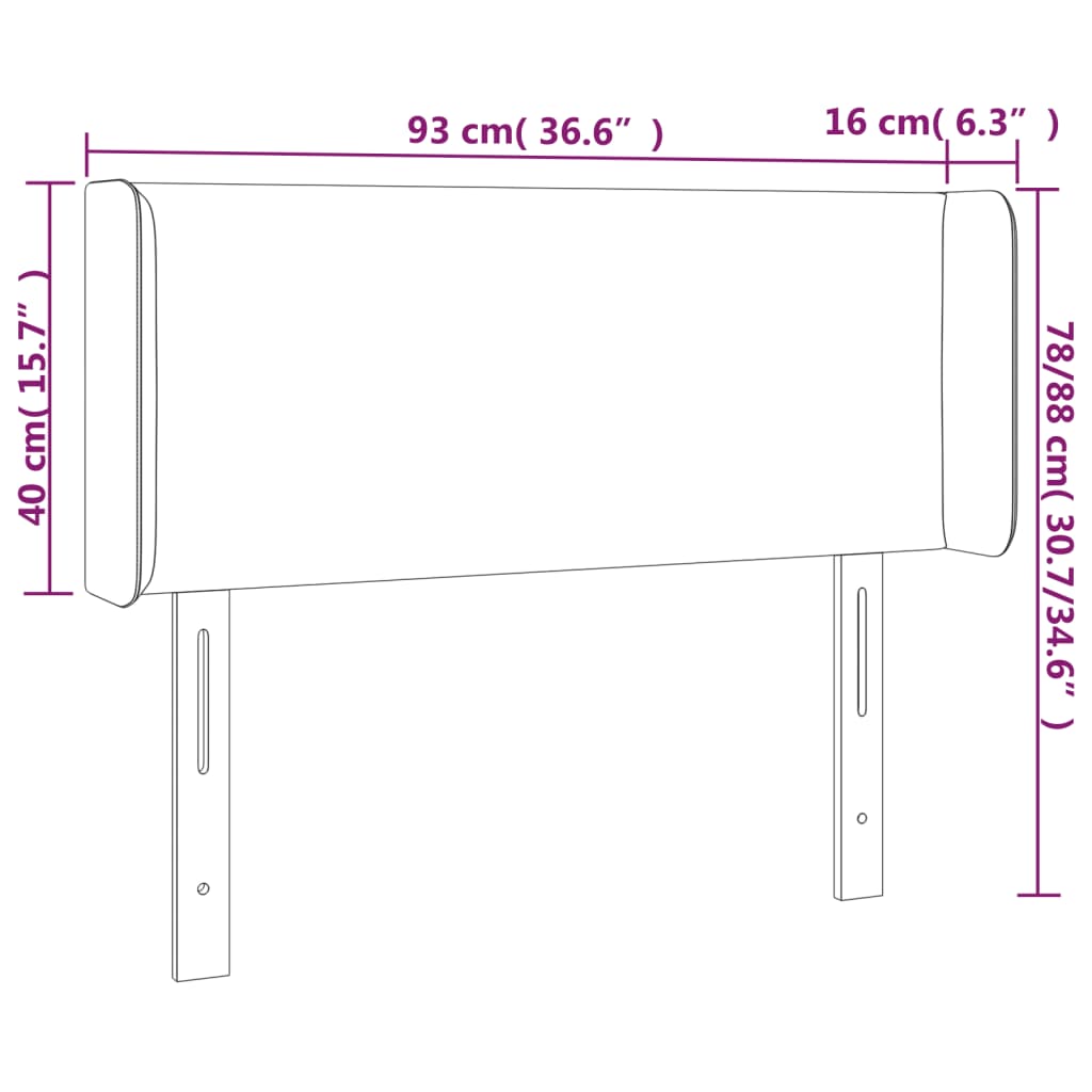 vidaXL Kopfteil mit Ohren Dunkelgrau 93x16x78/88 cm Stoff