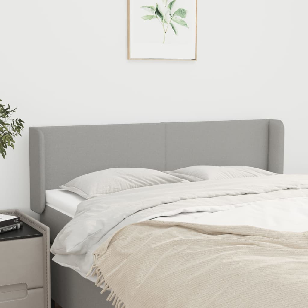 vidaXL Kopfteil mit Ohren Hellgrau 147x16x78/88 cm Stoff