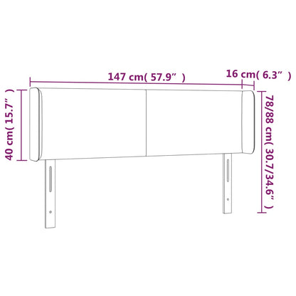 vidaXL Kopfteil mit Ohren Dunkelbraun 147x16x78/88 cm Stoff