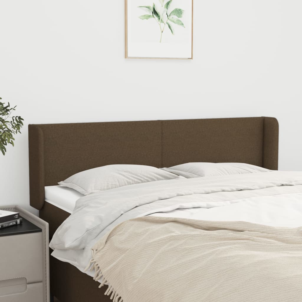 vidaXL Kopfteil mit Ohren Dunkelbraun 147x16x78/88 cm Stoff