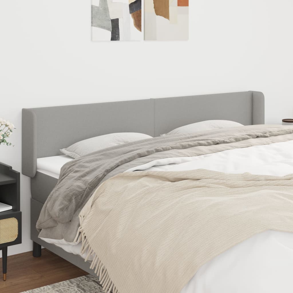 vidaXL Kopfteil mit Ohren Hellgrau 163x16x78/88 cm Stoff