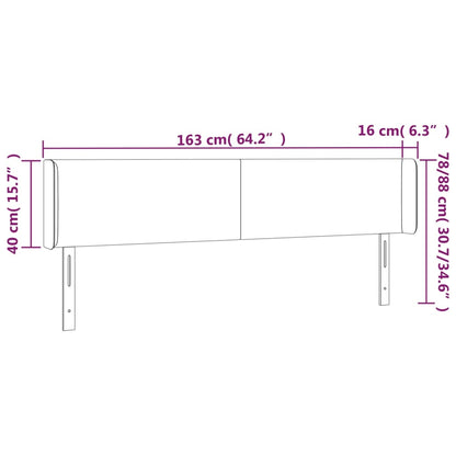 vidaXL Kopfteil mit Ohren Dunkelgrau 163x16x78/88 cm Stoff