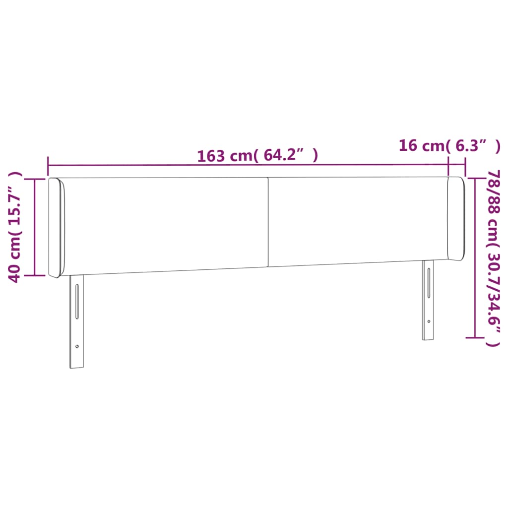 vidaXL Kopfteil mit Ohren Dunkelbraun 163x16x78/88 cm Stoff