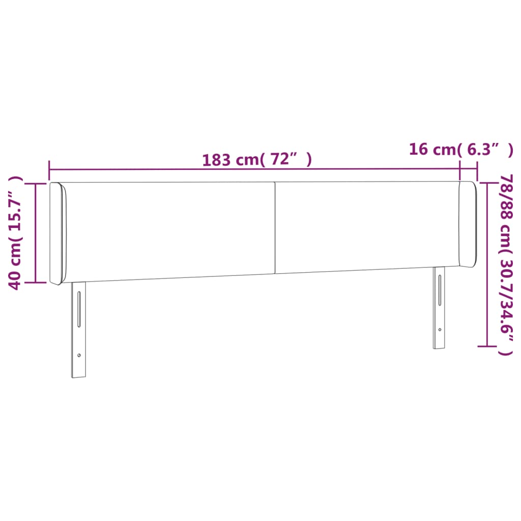 vidaXL Kopfteil mit Ohren Hellgrau 183x16x78/88 cm Stoff