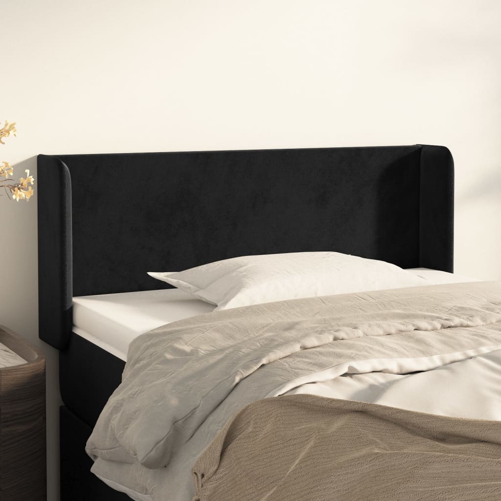 vidaXL Kopfteil mit Ohren Schwarz 83x16x78/88 cm Samt
