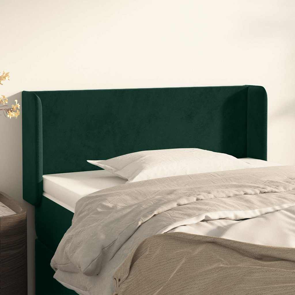 vidaXL Kopfteil mit Ohren Dunkelgrün 83x16x78/88 cm Samt