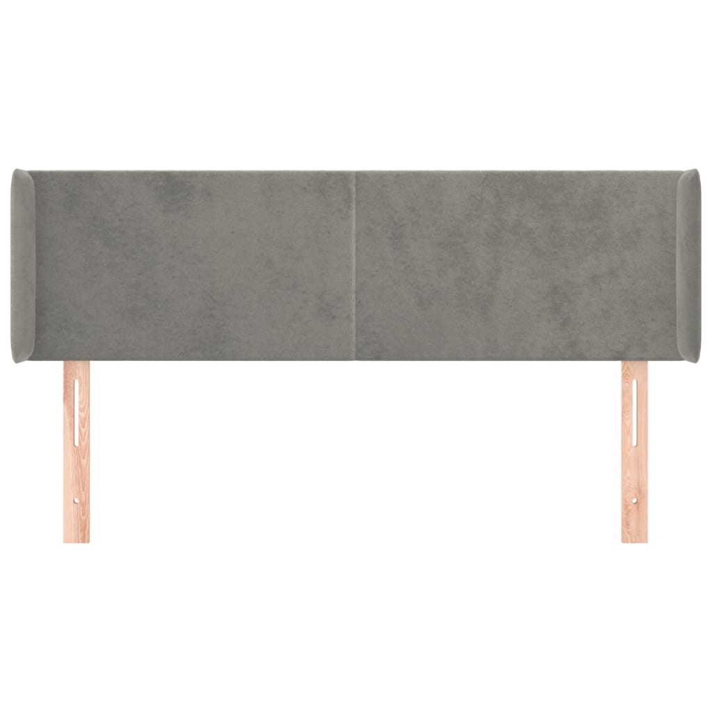 vidaXL Kopfteil mit Ohren Hellgrau 147x16x78/88 cm Samt
