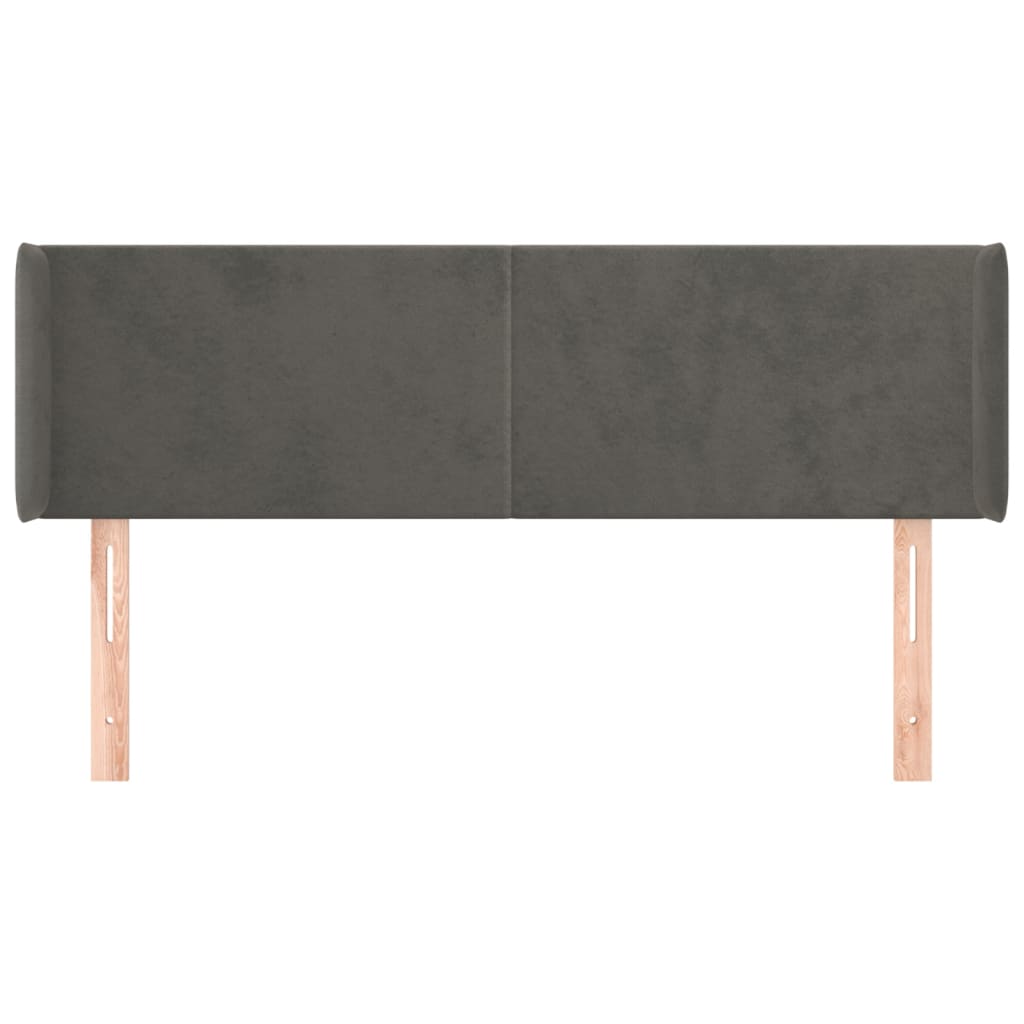 vidaXL Kopfteil mit Ohren Dunkelgrau 147x16x78/88 cm Samt