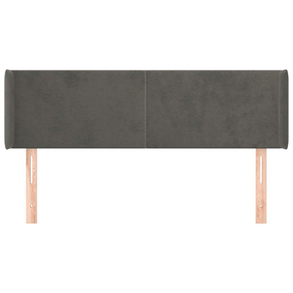 vidaXL Kopfteil mit Ohren Dunkelgrau 147x16x78/88 cm Samt