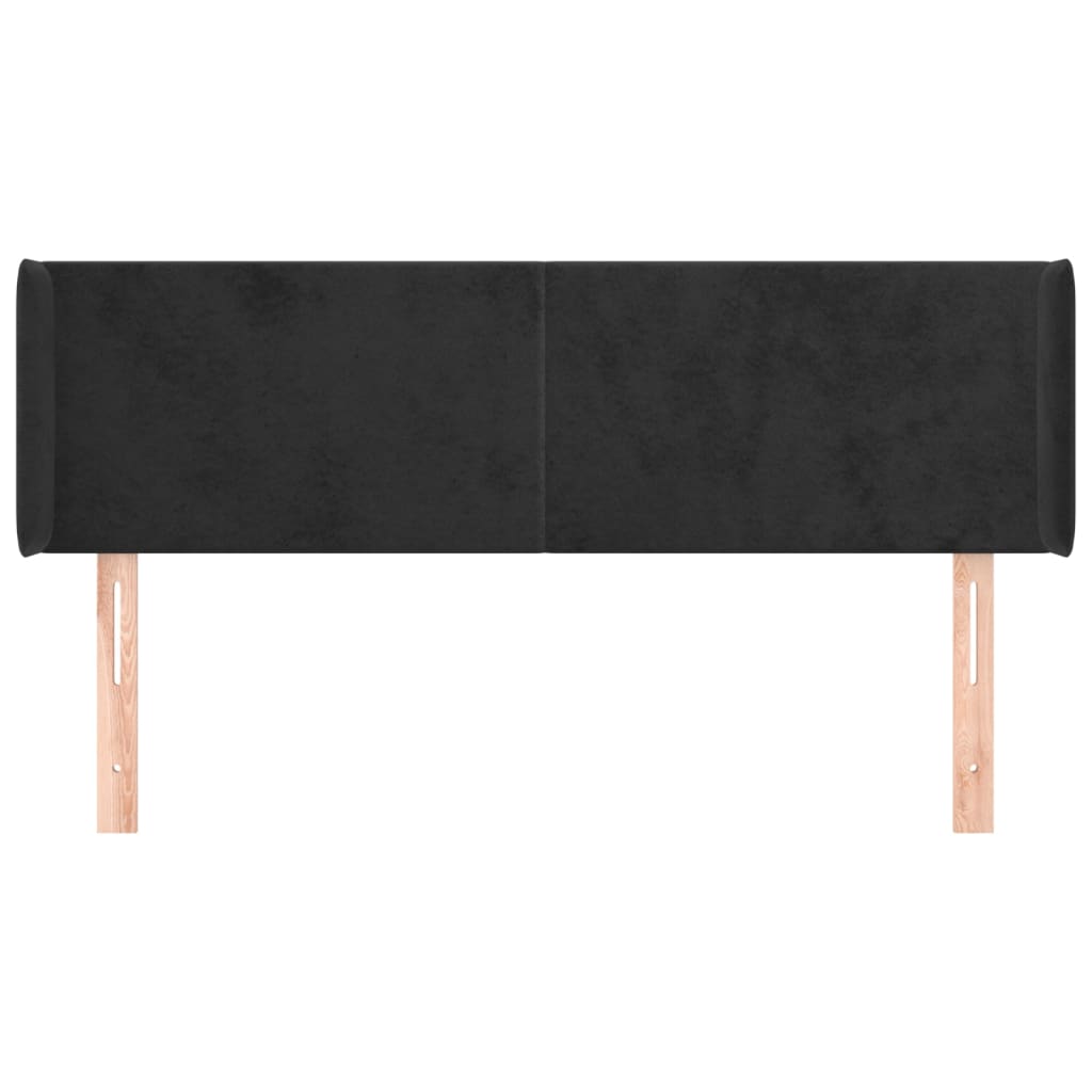 vidaXL Kopfteil mit Ohren Schwarz 147x16x78/88 cm Samt