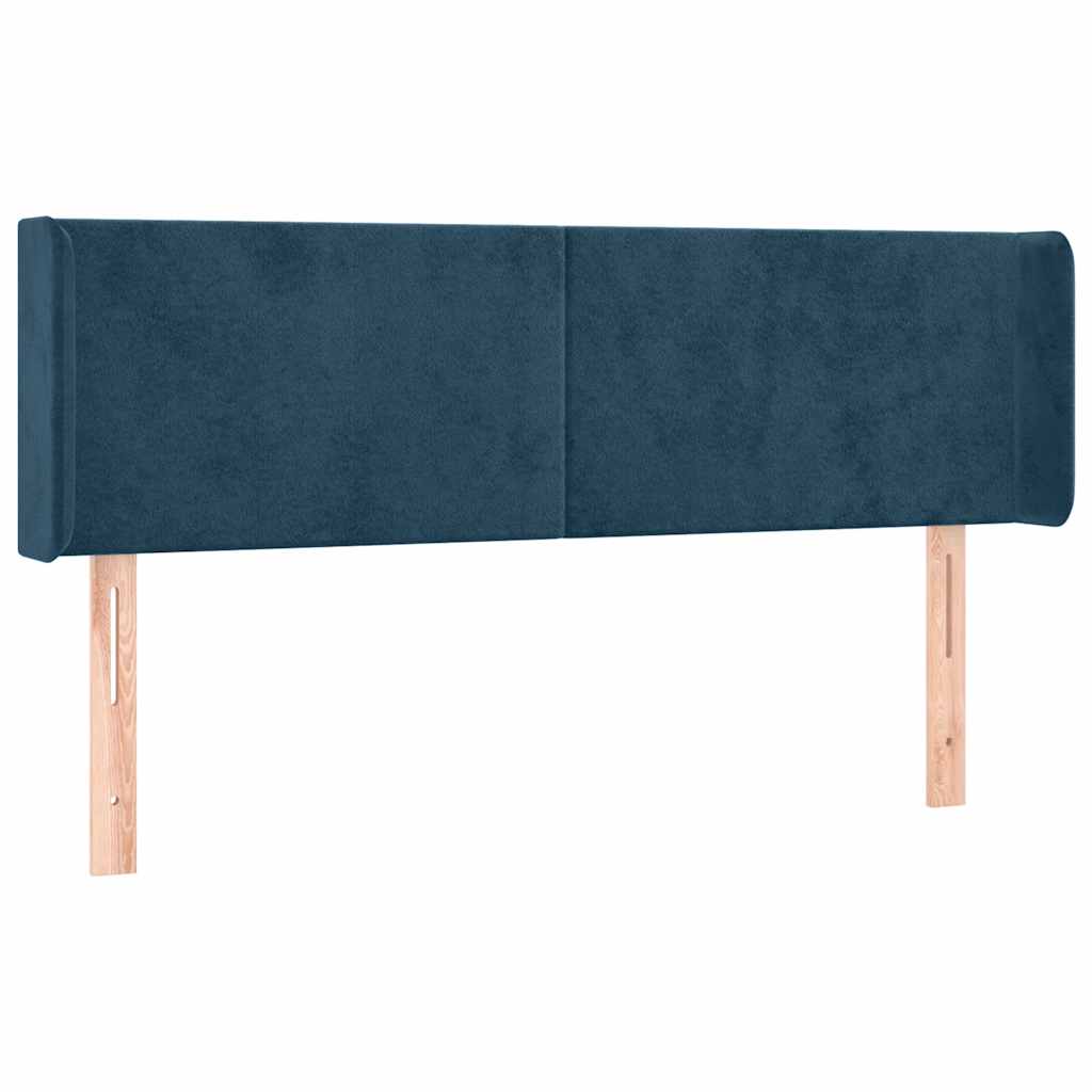 vidaXL Kopfteil mit Ohren Dunkelblau 147x16x78/88 cm Samt