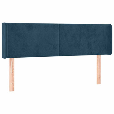 vidaXL Kopfteil mit Ohren Dunkelblau 147x16x78/88 cm Samt