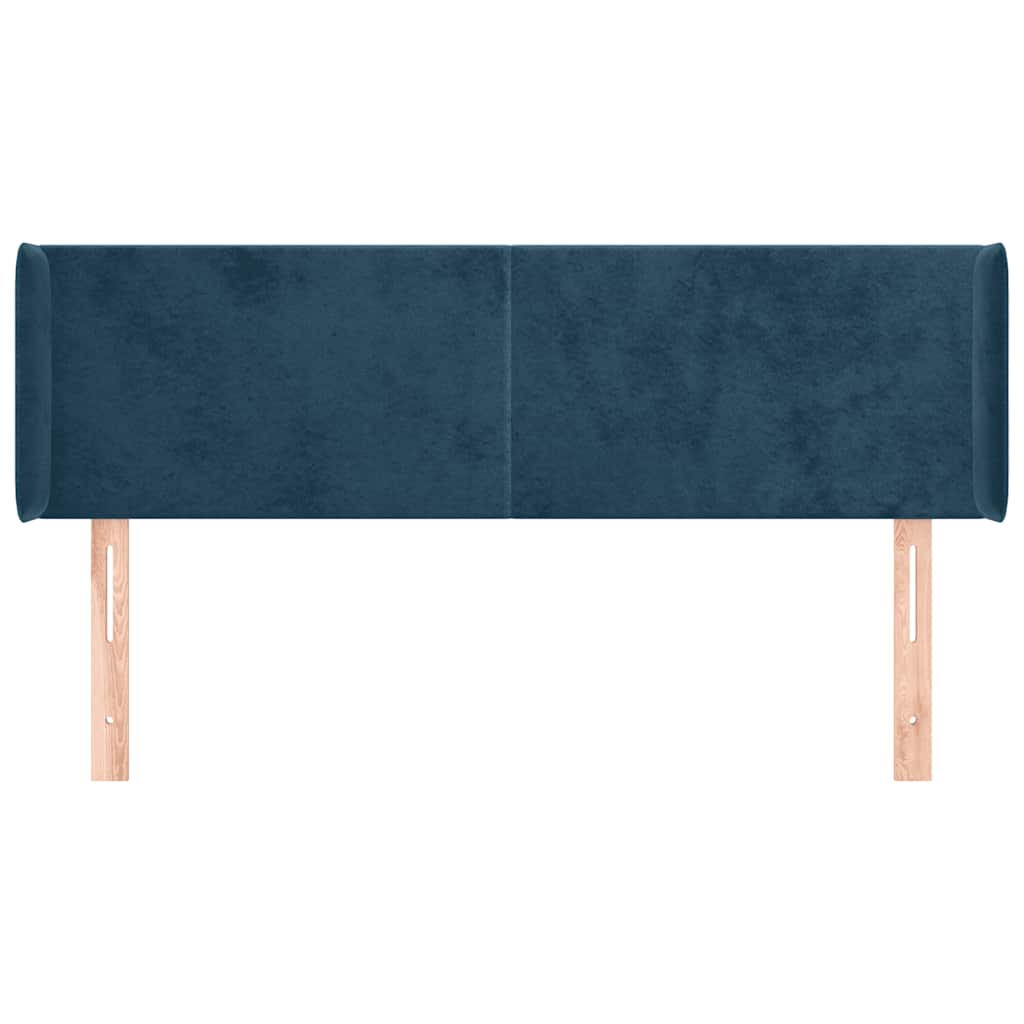 vidaXL Kopfteil mit Ohren Dunkelblau 147x16x78/88 cm Samt