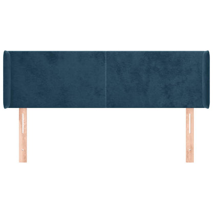 vidaXL Kopfteil mit Ohren Dunkelblau 147x16x78/88 cm Samt
