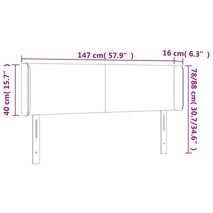 vidaXL Kopfteil mit Ohren Dunkelblau 147x16x78/88 cm Samt