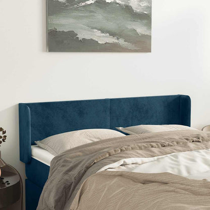 vidaXL Kopfteil mit Ohren Dunkelblau 147x16x78/88 cm Samt