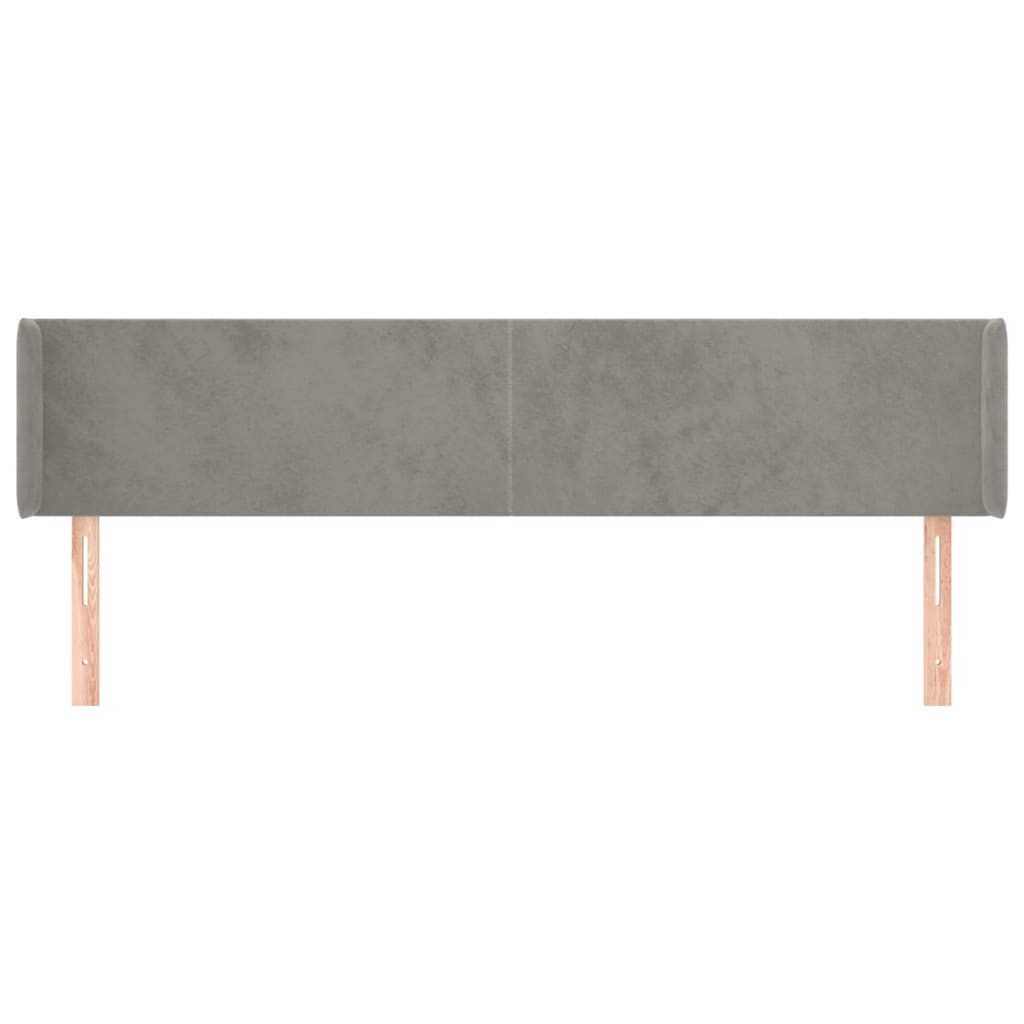 vidaXL Kopfteil mit Ohren Hellgrau 163x16x78/88 cm Samt