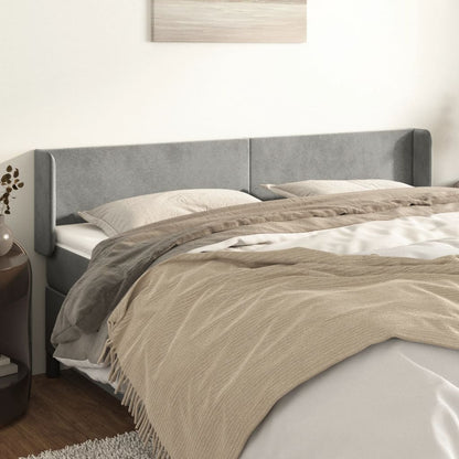 vidaXL Kopfteil mit Ohren Hellgrau 163x16x78/88 cm Samt