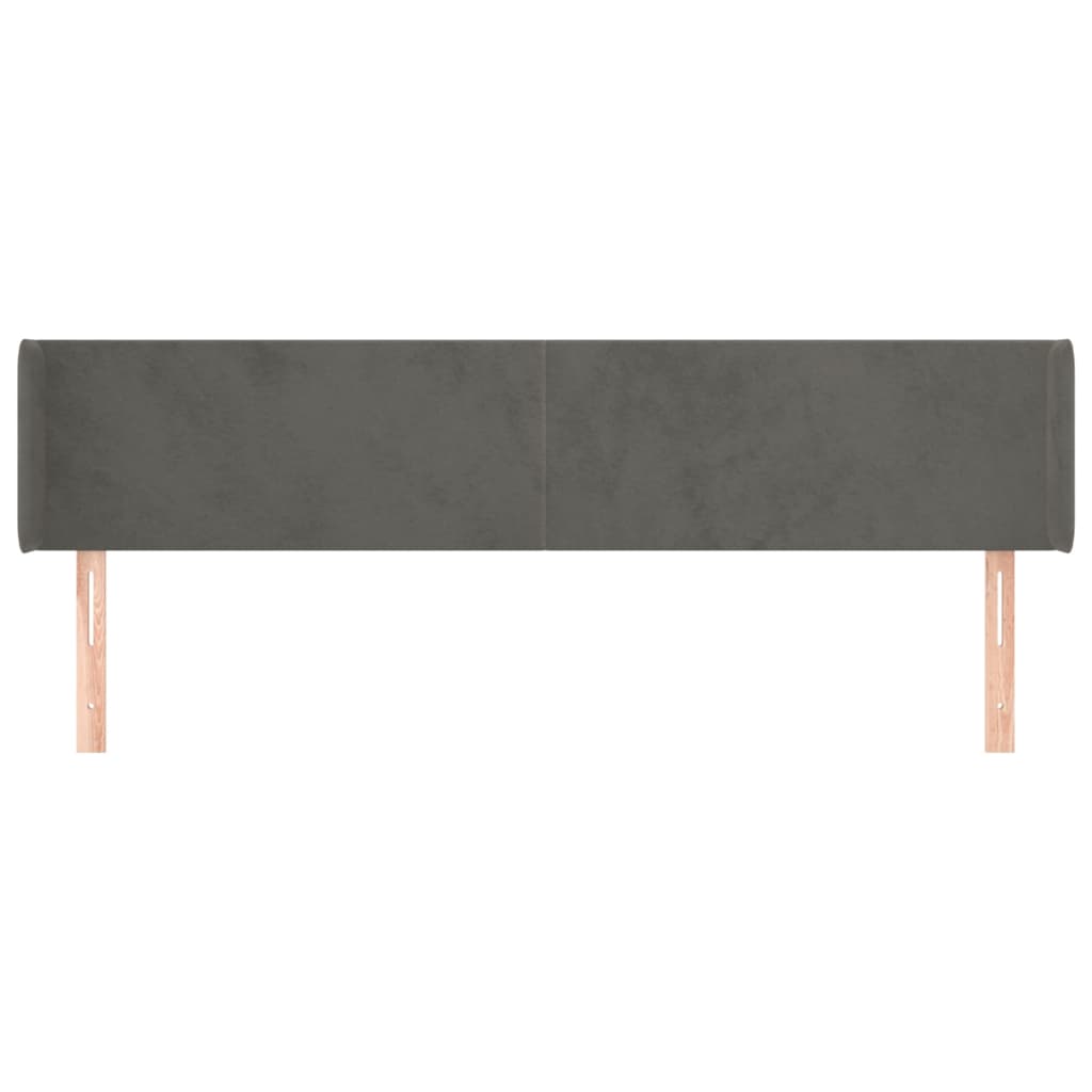 vidaXL Kopfteil mit Ohren Dunkelgrau 163x16x78/88 cm Samt