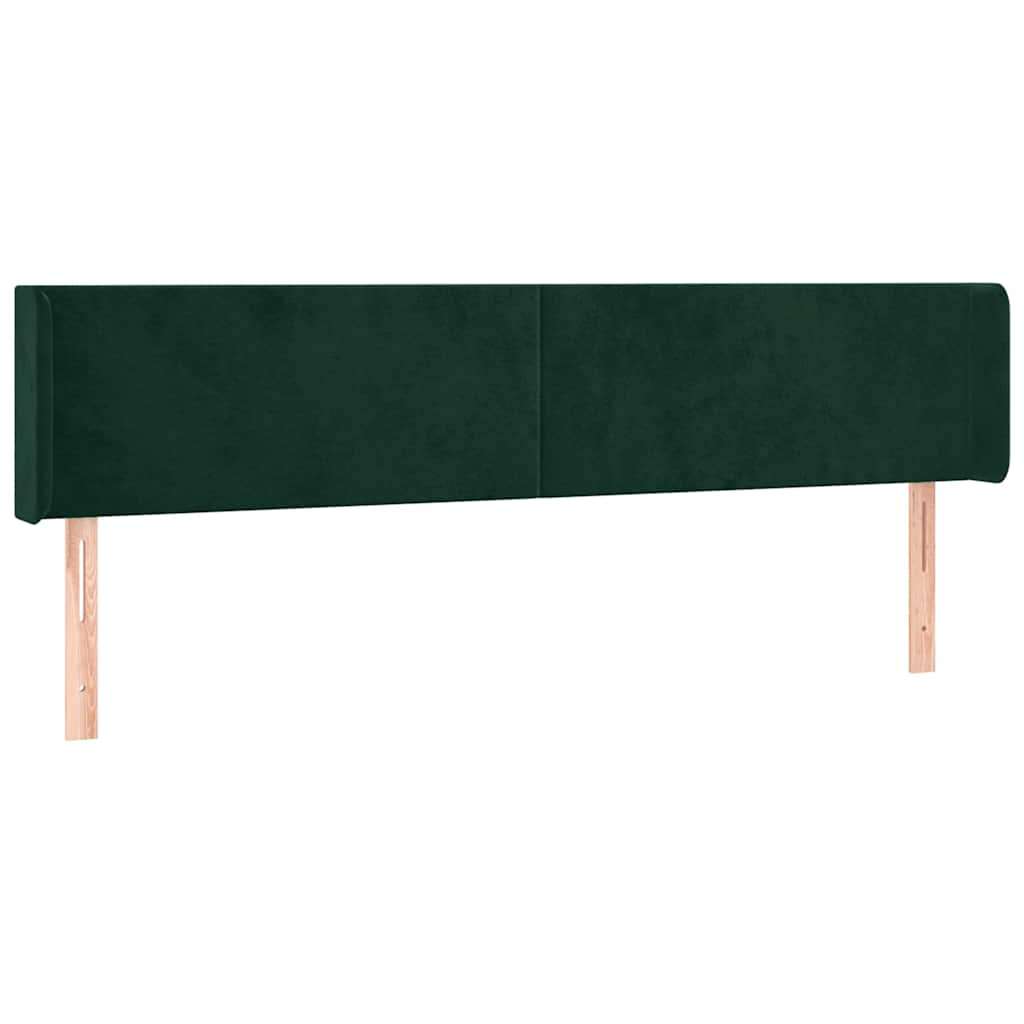 vidaXL Kopfteil mit Ohren Dunkelgrün 163x16x78/88 cm Samt