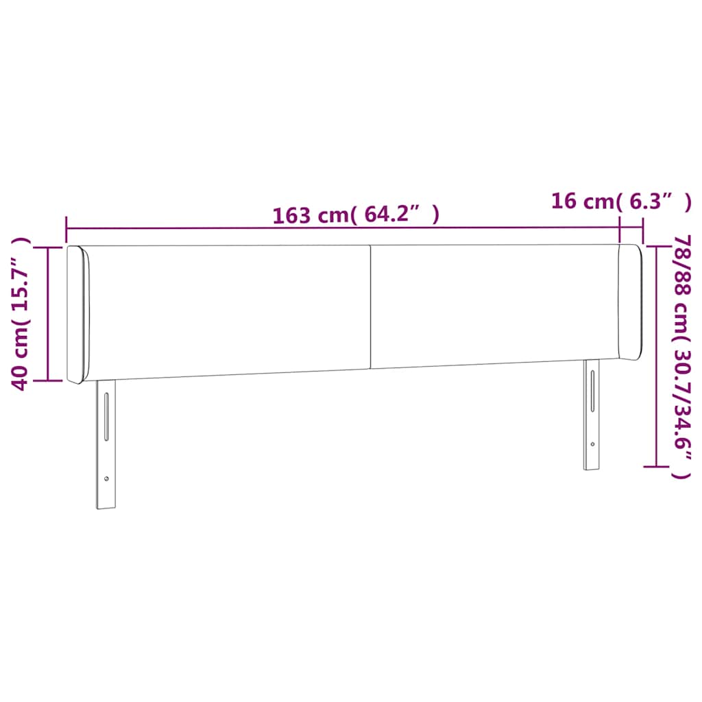 vidaXL Kopfteil mit Ohren Dunkelgrün 163x16x78/88 cm Samt