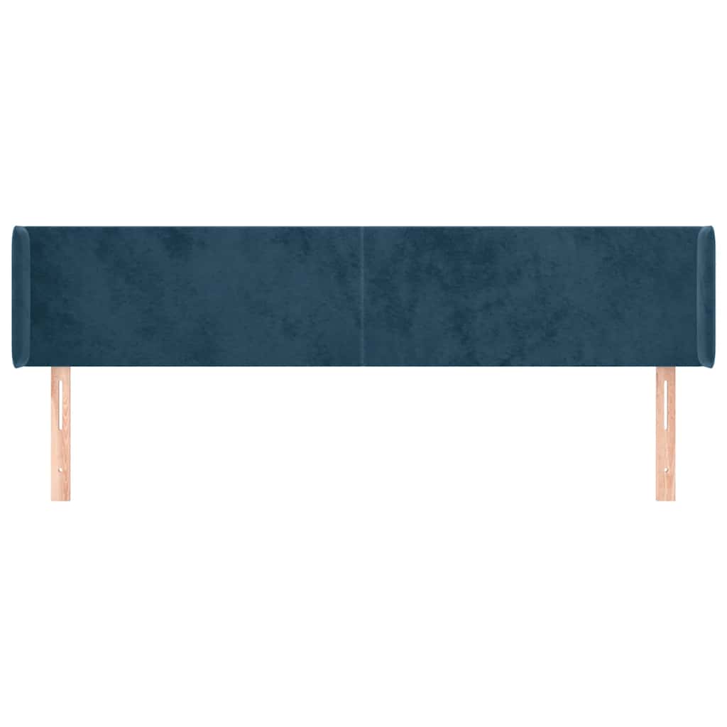 vidaXL Kopfteil mit Ohren Dunkelblau 163x16x78/88 cm Samt