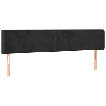 vidaXL Kopfteil mit Ohren Schwarz 183x16x78/88 cm Samt