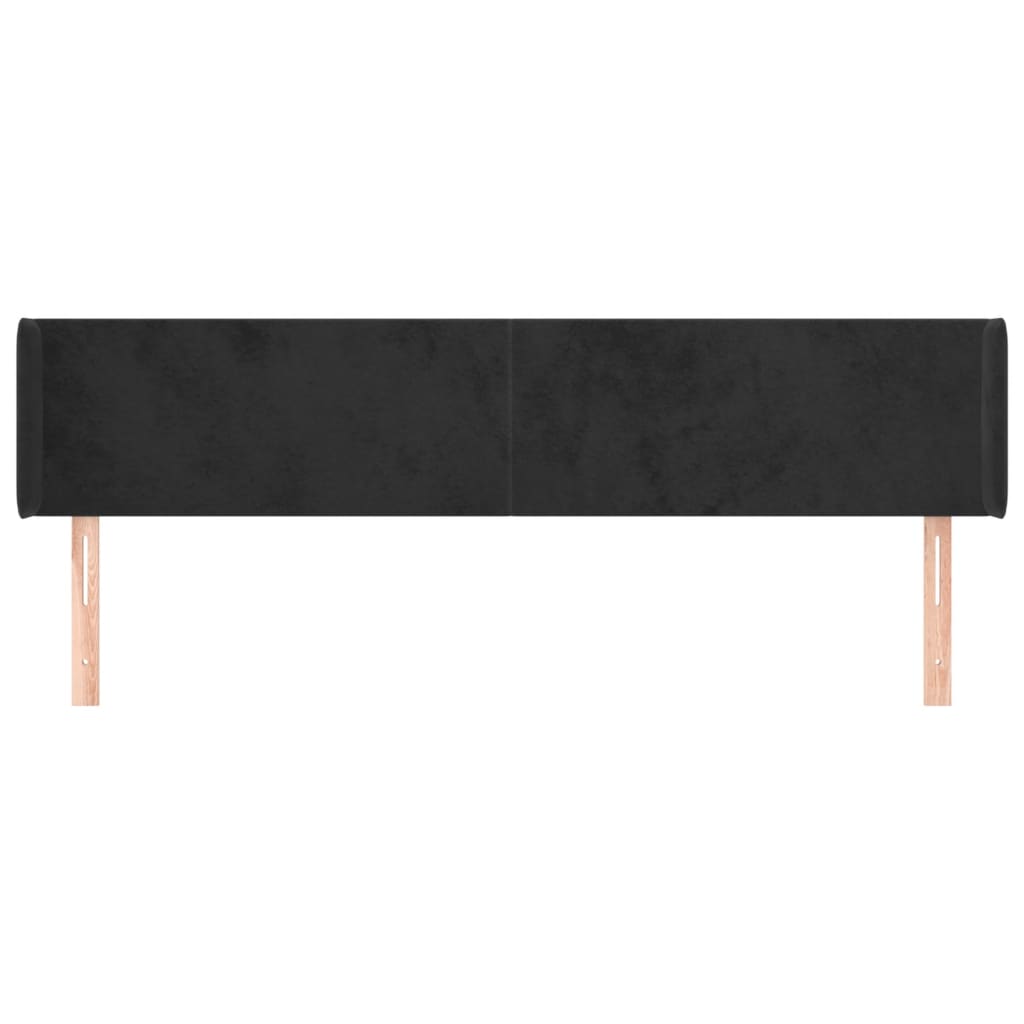 vidaXL Kopfteil mit Ohren Schwarz 183x16x78/88 cm Samt