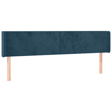 vidaXL Kopfteil mit Ohren Dunkelblau 183x16x78/88 cm Samt