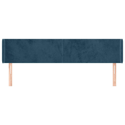 vidaXL Kopfteil mit Ohren Dunkelblau 183x16x78/88 cm Samt
