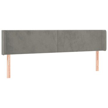 vidaXL Kopfteil mit Ohren Hellgrau 203x16x78/88 cm Samt
