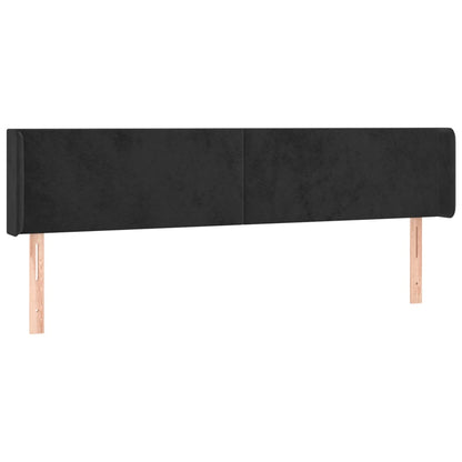 vidaXL Kopfteil mit Ohren Schwarz 203x16x78/88 cm Samt