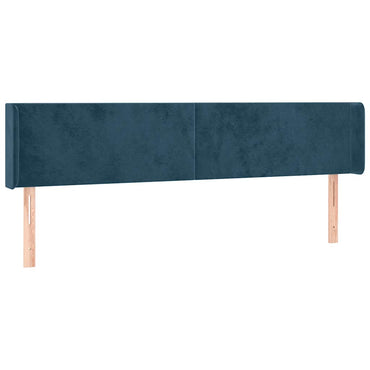vidaXL Kopfteil mit Ohren Dunkelblau 203x16x78/88 cm Samt
