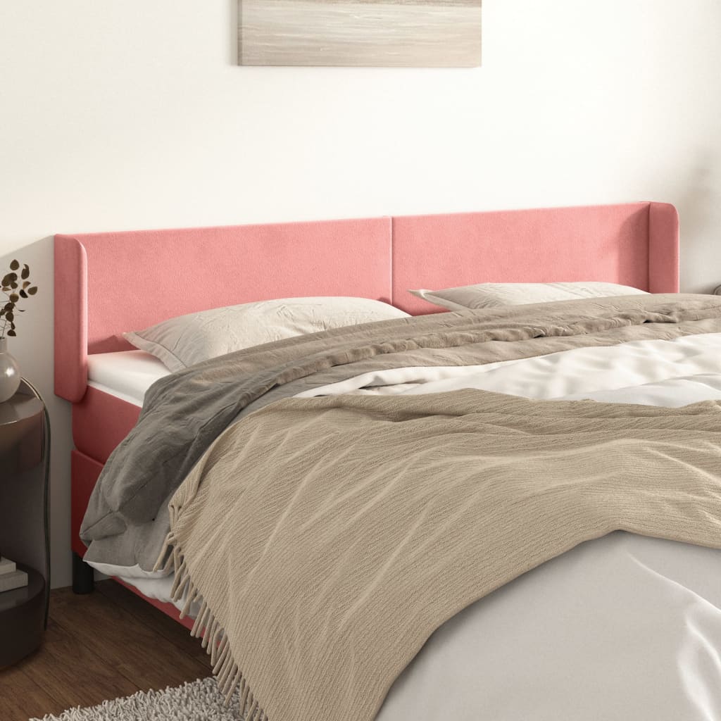 vidaXL Kopfteil mit Ohren Rosa 203x16x78/88 cm Samt