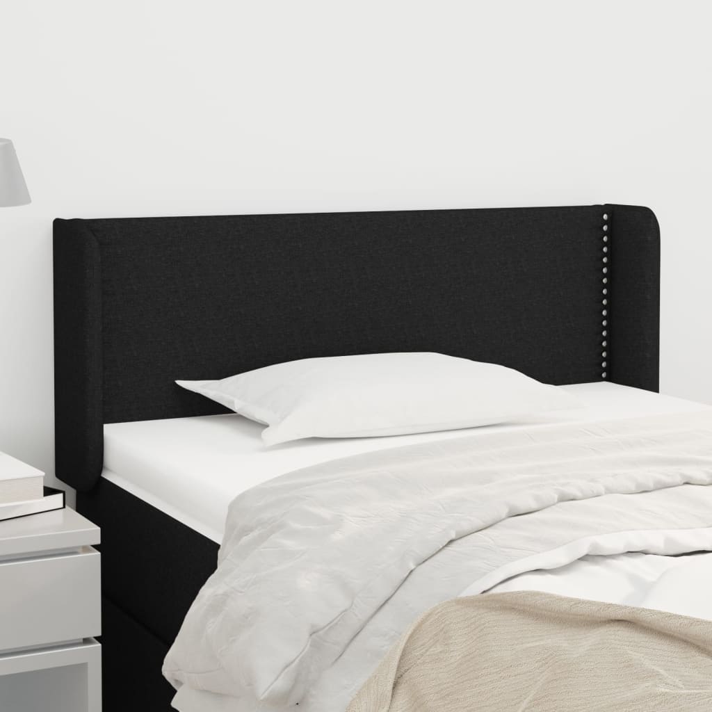 vidaXL Kopfteil mit Ohren Schwarz 83x16x78/88 cm Stoff