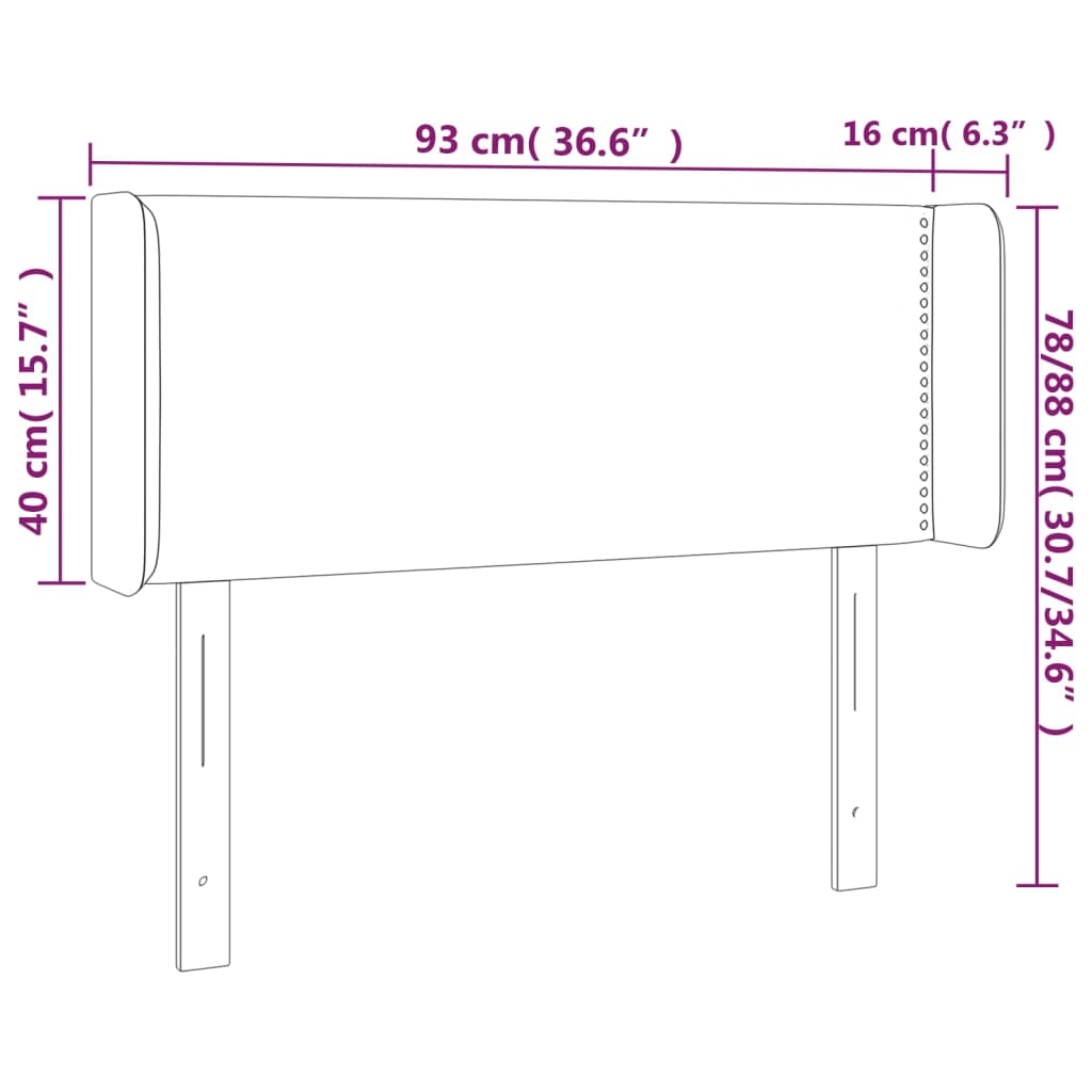 vidaXL Kopfteil mit Ohren Dunkelgrau 93x16x78/88 cm Stoff