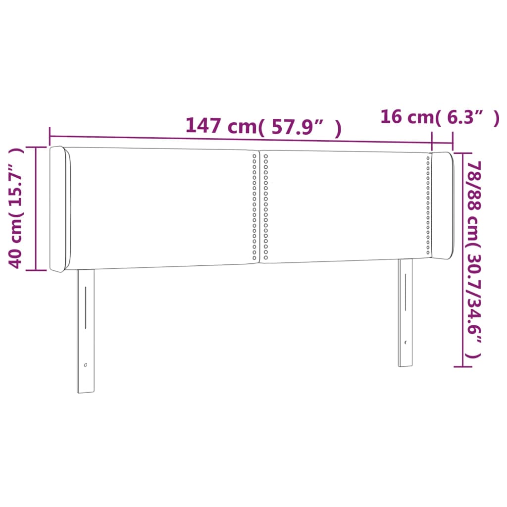 vidaXL Kopfteil mit Ohren Hellgrau 147x16x78/88 cm Stoff
