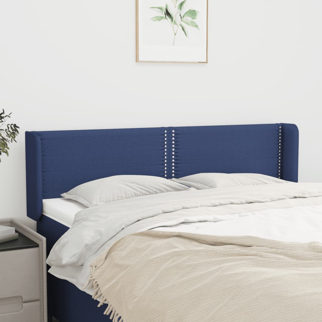 vidaXL Kopfteil mit Ohren Blau 147x16x78/88 cm Stoff