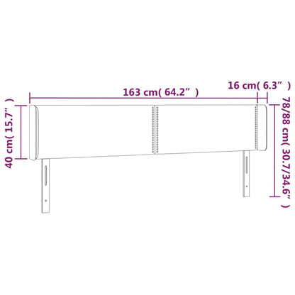 vidaXL Kopfteil mit Ohren Dunkelgrau 163x16x78/88 cm Stoff