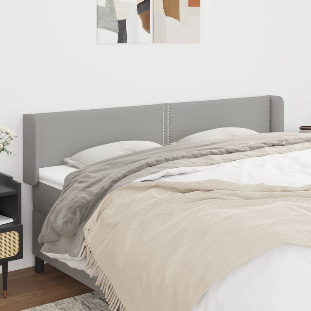 vidaXL Kopfteil mit Ohren Hellgrau 183x16x78/88 cm Stoff
