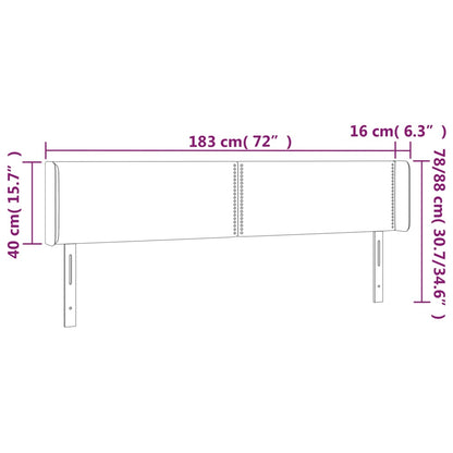 vidaXL Kopfteil mit Ohren Schwarz 183x16x78/88 cm Stoff