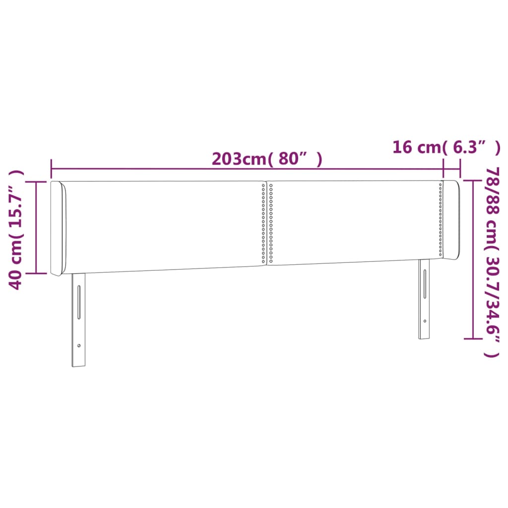 vidaXL Kopfteil mit Ohren Dunkelbraun 203x16x78/88 cm Stoff