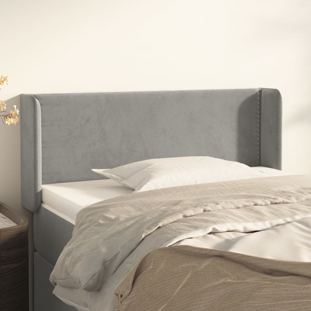 vidaXL Kopfteil mit Ohren Hellgrau 83x16x78/88 cm Samt